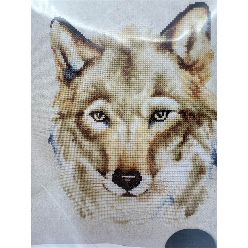 Zweigart Cross Stitch Kit Wolf Face Pillow Cover Newca S Embriodery Netural Blue